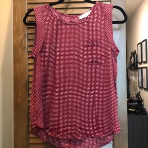 Red Short Sleeve Buttoned Back Blouse